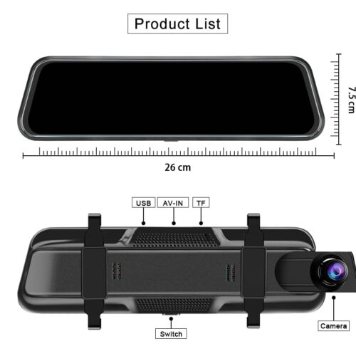 10 inch Touch Screen Stream Media Car DVR Dash Cam Dual Lens Rear View Mirror Auto Dashcam Video Recorder Car HD Dash Camera