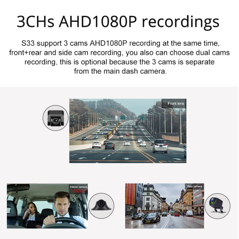 3 Cameras Dash Cam Carplay Android Auto 25k 25601440p Rearview Mirror