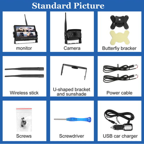 2 x Wireless Rear View Backup Reverse Camera Night Vision Truck DVR 500m Waterproof + 7" Car Monitor for RV Bus Truck Trailer