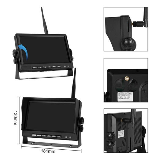 2 x Wireless Rear View Backup Reverse Camera Night Vision Truck DVR 500m Waterproof + 7" Car Monitor for RV Bus Truck Trailer