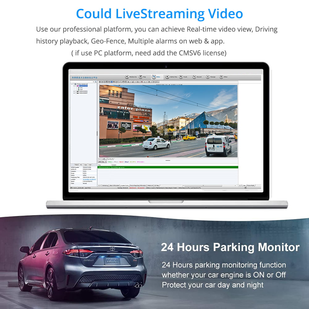 10-Inch 4G Smart Dash Cam With Android 8.1 - 3 Channels, Full HD 1080p, Remote View