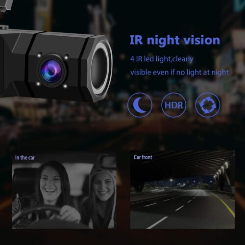 Night Vision DashCam 2023 2K 1296P Front Inside Cabin Car Dash Camera 1.5' LCD Night Vision DashCam   for  Taxi