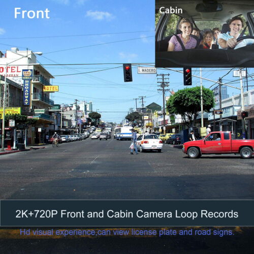 Night Vision DashCam 2023 2K 1296P Front Inside Cabin Car Dash Camera 1.5' LCD Night Vision DashCam   for  Taxi