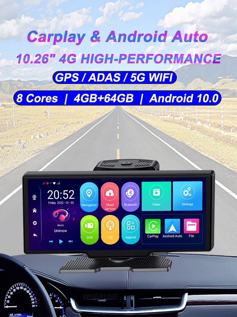 Camera Video Recorder10.26 Inch 4+64GB Android 10 Auto Car DVR 4G WiFi ADAS Dashboard Dash Cam GPS Navi Carplay Rearview Mirror
