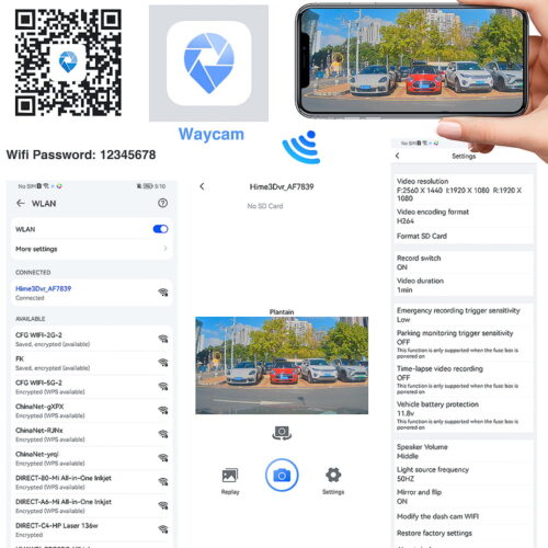 Zimtop 2K Wifi Car DVR 1440P Wide Angle 3 Lens Dash Camera Night Vision 24H Parking Monitoring Recorder