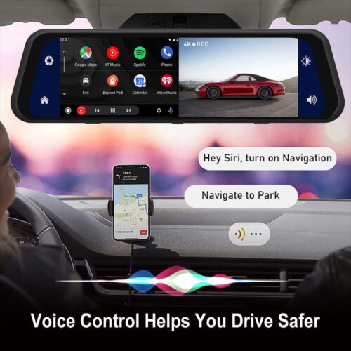 H8a8893cfd27f40c4a3bf37714336e308M 10 Inch 4K 2160P Car DVR Carplay Auto WIFI GPS Dash Cam BT FM Camera Stream RearView Mirror Recorder