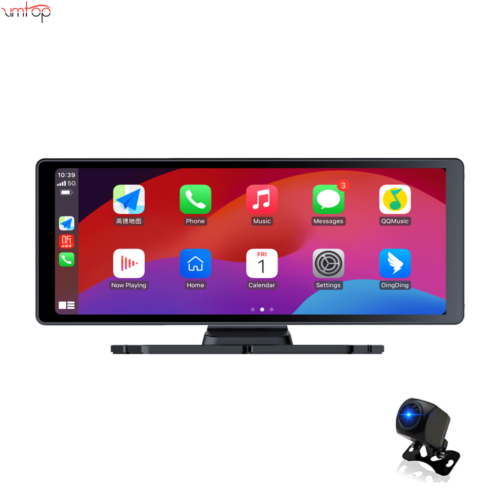 4K Car DVR 10.26 Inch Dash Camera Carplay Android Auto Mirror Video Recording FM Transmitter Wireless Connection WiFi