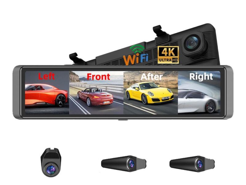 H5cad4f593af44c27a6957bb4388b769by Dash Cam Zimtop 4K 4 Channel Recording 360 degrees Dash Cam 12" Rearview Camera for Car Touch Screen Video Recorder Rear View Dash Cam