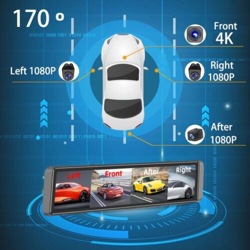 Hefaa1e09e4214b418ab360a1c02ad2af2 Dash Cam Zimtop 4K 4 Channel Recording 360 degrees Dash Cam 12" Rearview Camera for Car Touch Screen Video Recorder Rear View Dash Cam