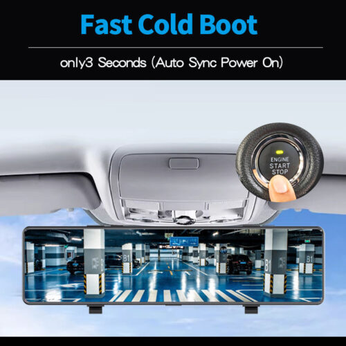 New 4K 12 inch Dual Lens Rearview Mirror Dash Cam Carplay Android Auto WiFi Loop Recording GPS Optional