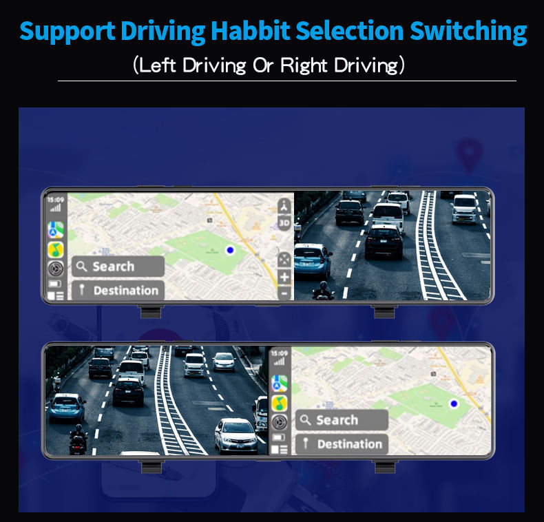 New 4K 12 inch Dual Lens Rearview Mirror Dash Cam Carplay Android Auto WiFi Loop Recording GPS Optional