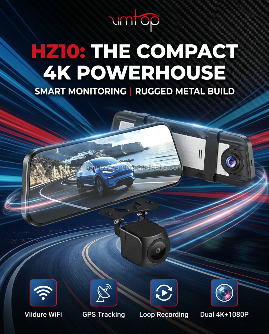 Ultra HD Car Dash Cam 10 IPS Screen Dual Channel 4K+1080 WiFi GPS Night Vision G-Sensor Dashboard Camera