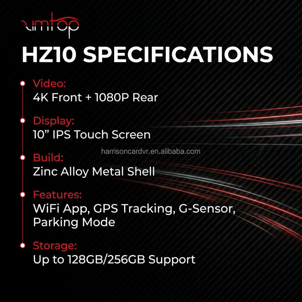 Ultra HD Car Dash Cam 10 IPS Screen Dual Channel 4K+1080 WiFi GPS Night Vision G-Sensor Dashboard Camera