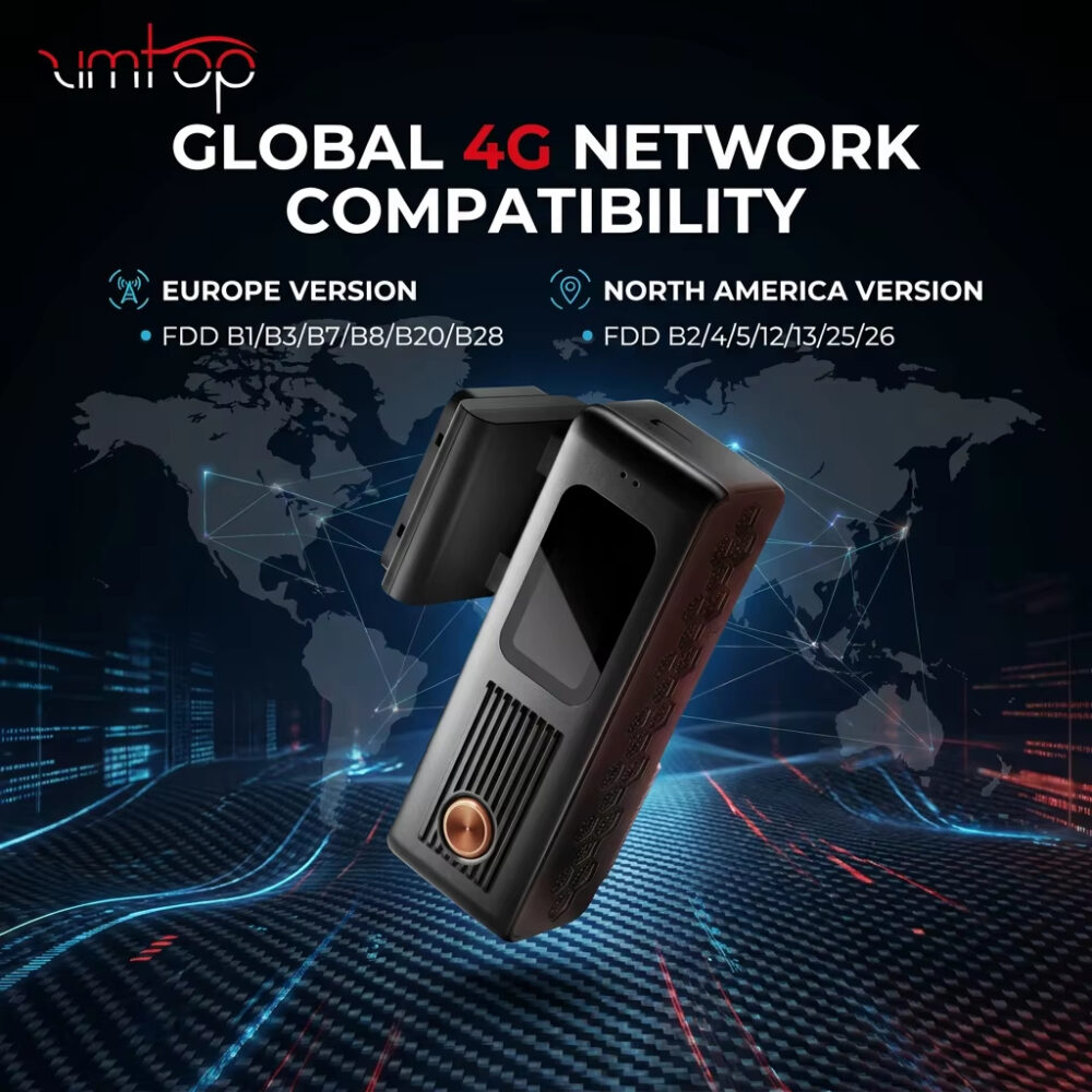 4G 2K Dual-Lens Dash Cam with 1080P Reverse Camera Wireless HOTKam App Control European Asia Version Remote Monitoring